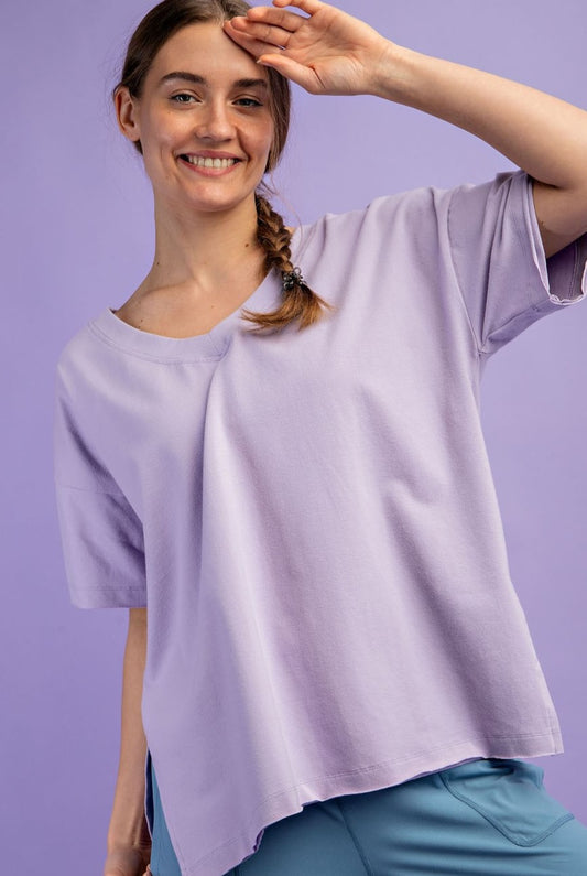 Carpool Queen Oversized V Neck Tee in Lavender