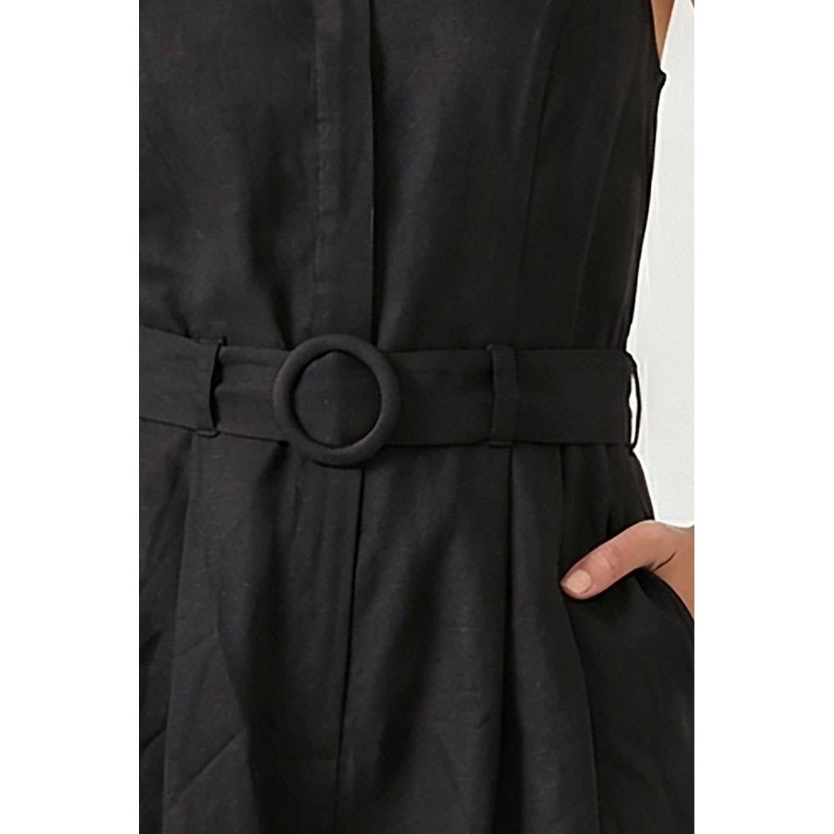 Belted Linen Halter Romper