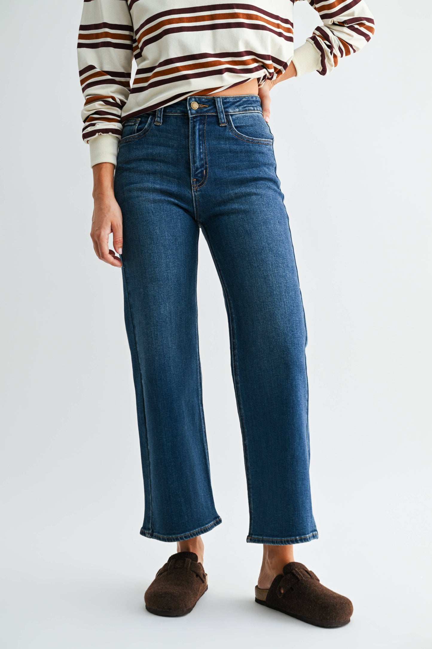 Allie Slim Wide Leg Denim in Dark