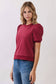 Game Day Crew Neck Short Puff Sleeves Knit Top