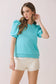 Game Day Crew Neck Short Puff Sleeves Knit Top