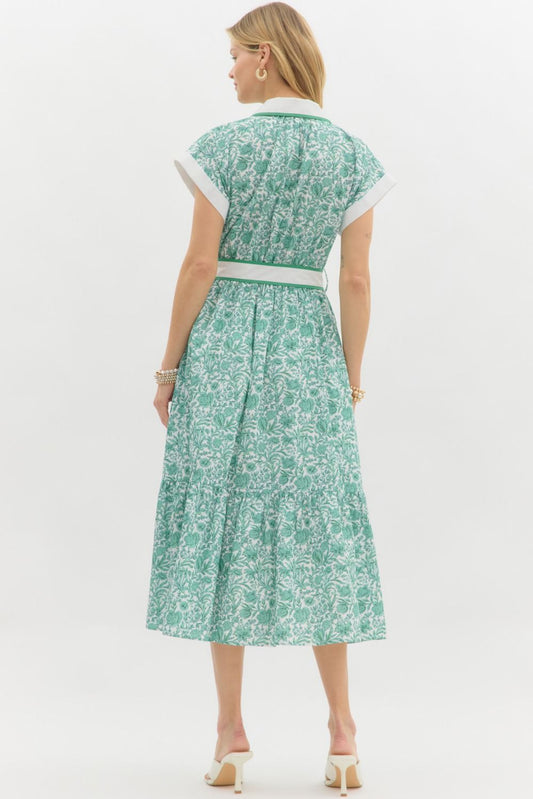 Oh Happy Day Green Floral Midi