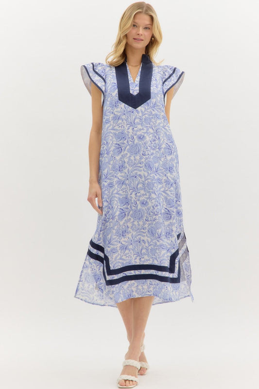 Elegantly You Floral Midi In Blue