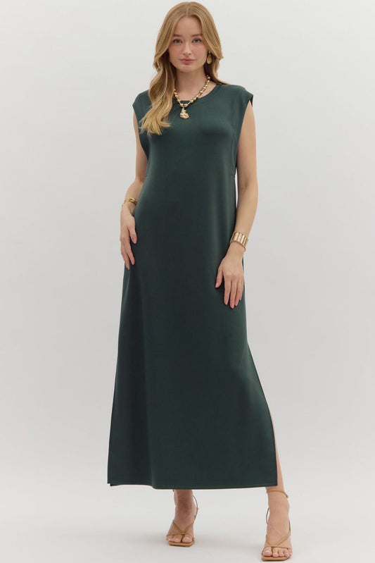 Solid Jersey Knit Midi In Forest
