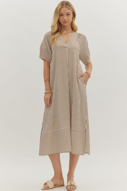 Fall Stripes Midi In Brown