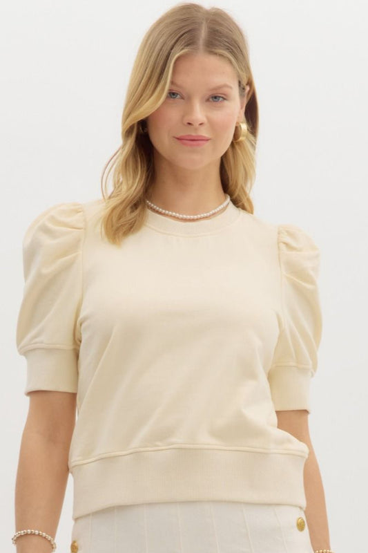 Jersey Knit Pullover In Cream