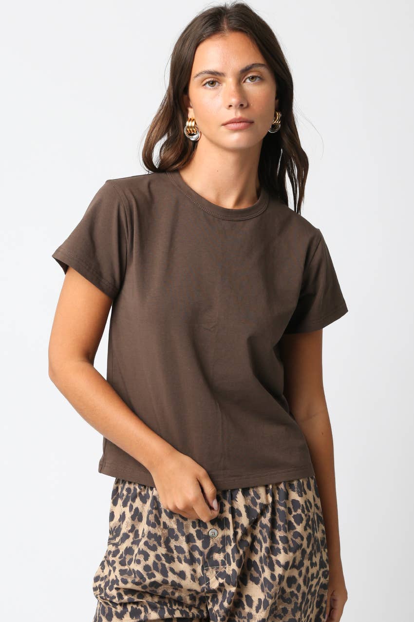 Maia Classic Crewneck T-Shirt in Brown
