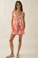 Tropical-Print Scoop-Neck Sleeveless Wide-Leg Pocket Romper