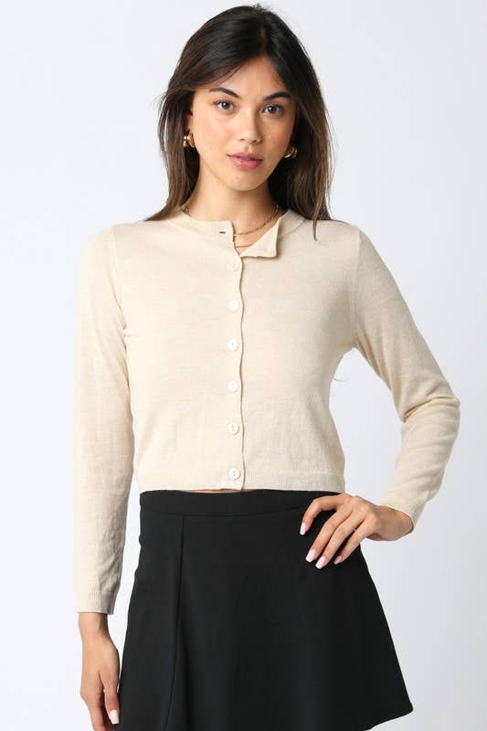 Gianna Knit Cardigan Top in Natural