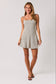 Asymmetrical Woven  Stripe Dress in Cream/Black