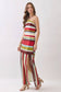 Sunset Stripe Side Slit Halter Maxi Dress