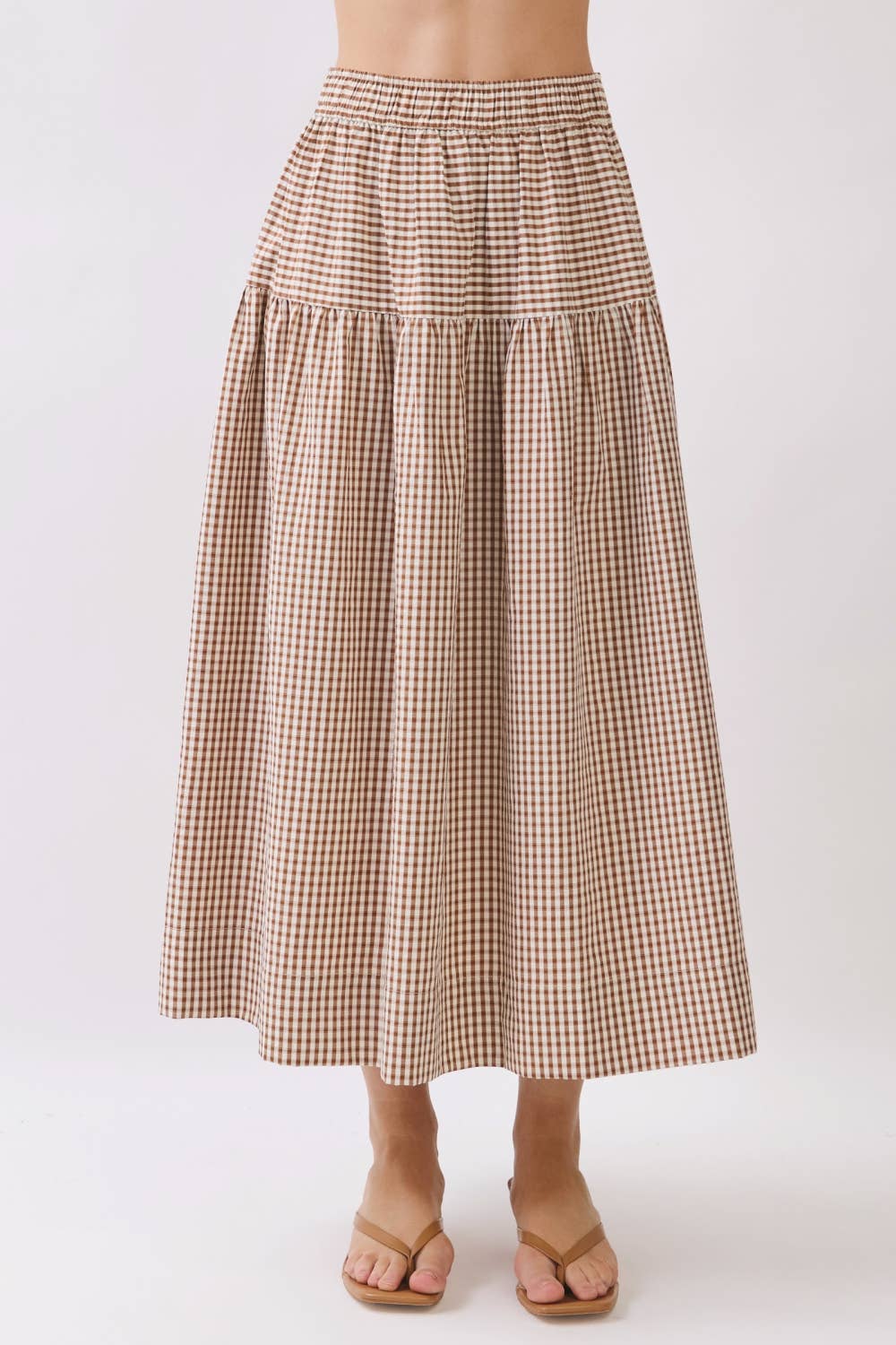 Gingham Tiered Maxi Skirt