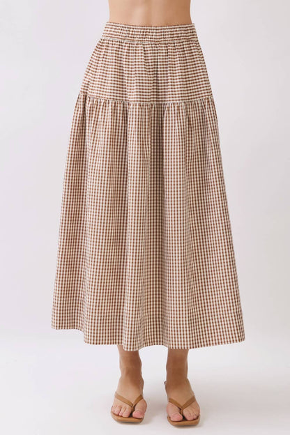 Gingham Tiered Maxi Skirt