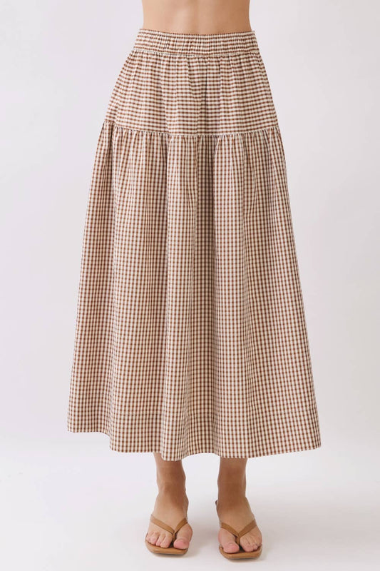 Gingham Tiered Maxi Skirt