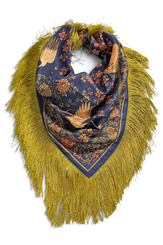 Fring Scarf Navy Crane