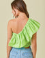 One Shoulder Ruffle Top in Lime