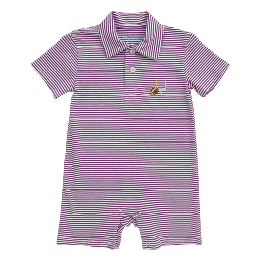 Itsy Bitsy Game Day Romper in Purple
