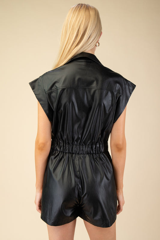 Black Leather Romper