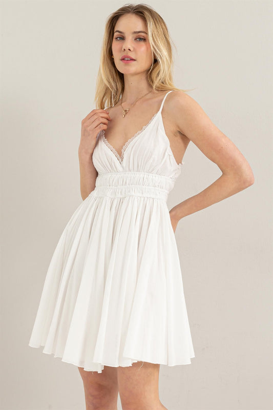 Cotton Viole Mini Dress in White