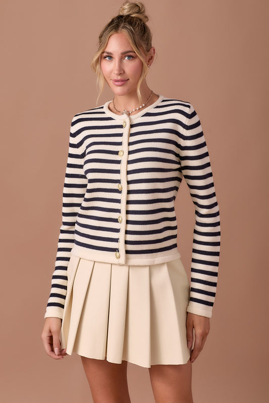 Striped Cropped Jacket In Cotton Boucle