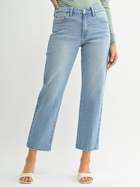 Morgan 90's Straight Stretch Jeans In Light Denim