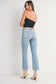 Blair Cropped Raw Hem Flare In Light Denim