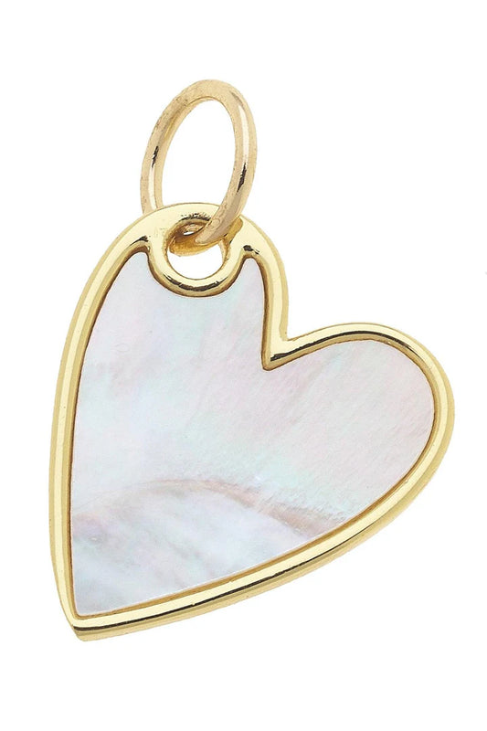 Leaning Heart Charm in Mother of Pearl