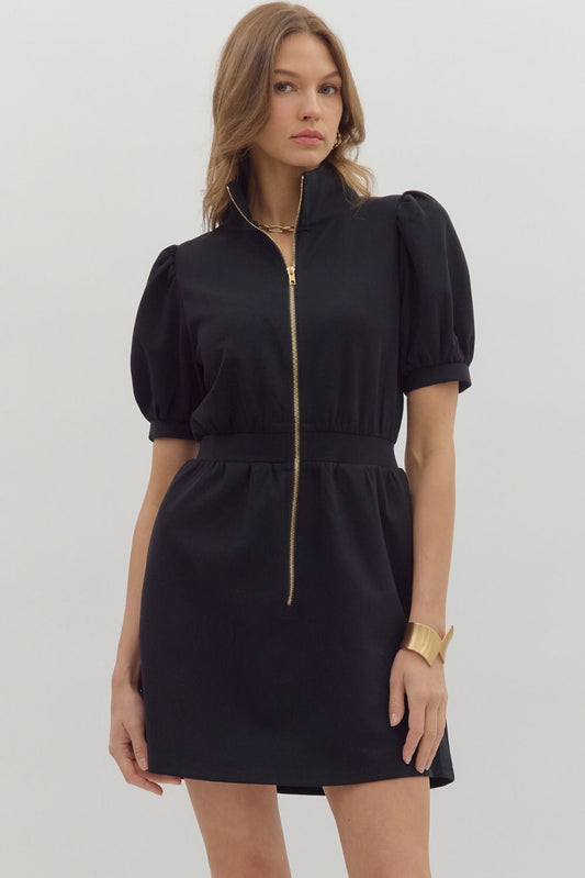 Leaves Are Falling Mini Dress In Black