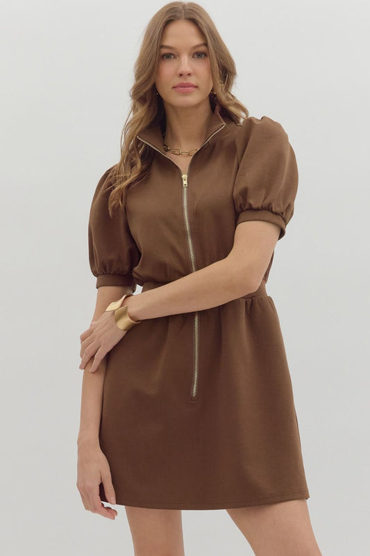 Leaves Are Falling Mini Dress In Espresso