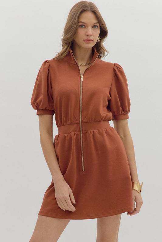 Leaves Are Falling Mini Dress In Rust