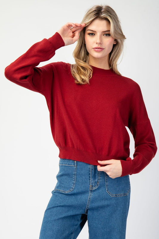 Fall In Florida L/S Sweater In Merlot