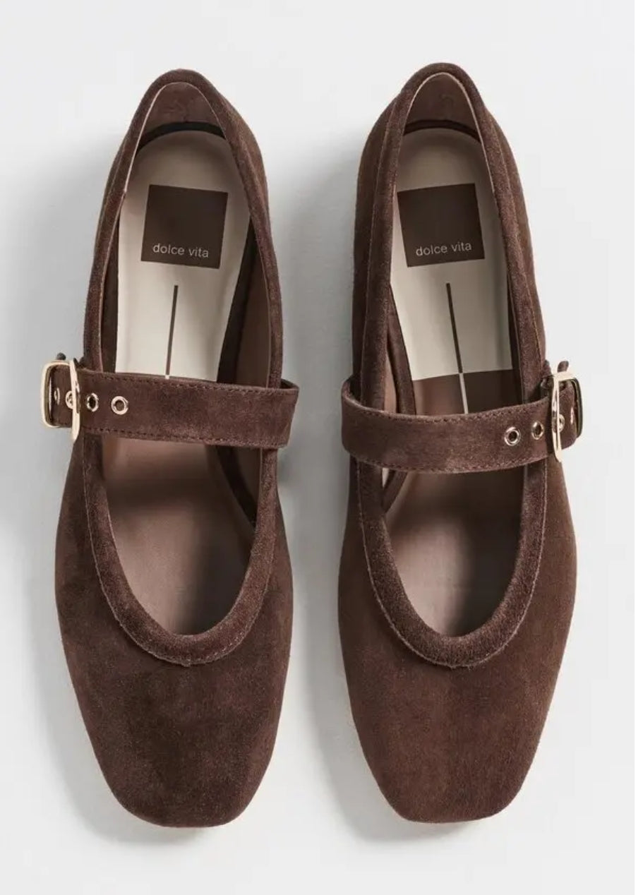 Dolce Vita Mikel Suede Mary Jane Flats in Brown Suede