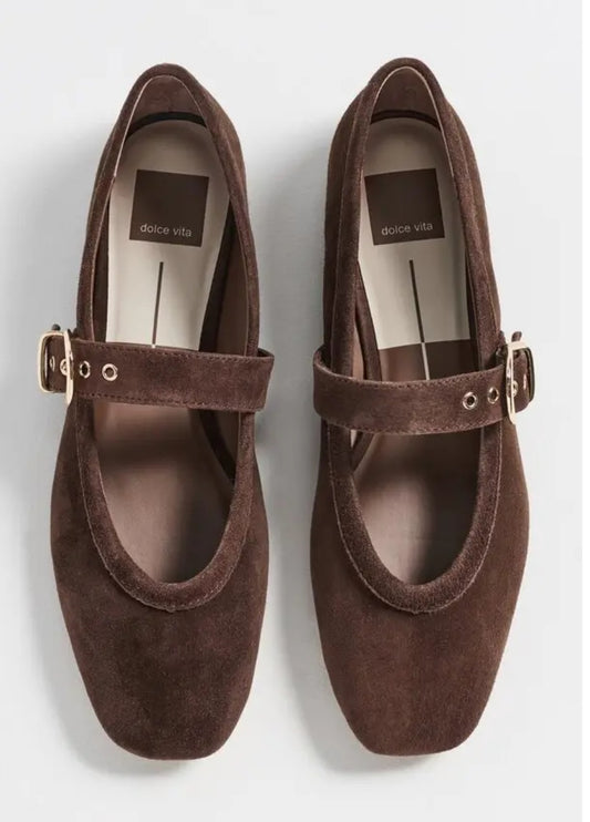 Dolce Vita Mikel Suede Mary Jane Flats in Brown Suede