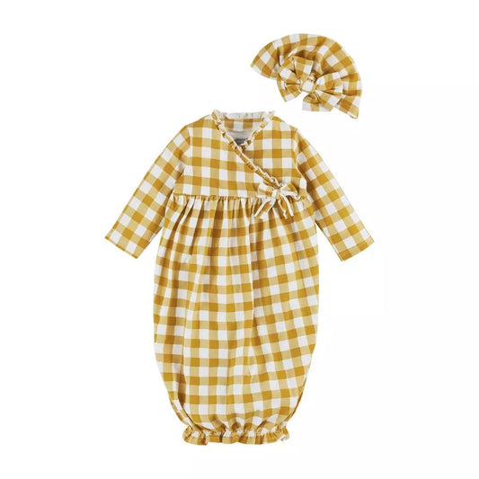 Mustard Gingham Take Me Home Gown