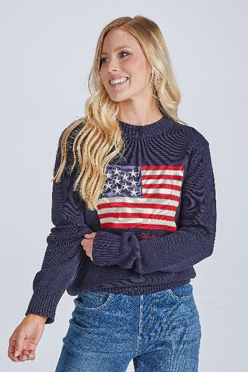 Preppy Flag Sweater In Navy
