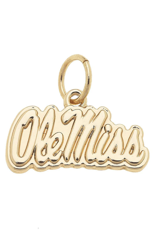 Ole Miss Rebels Shiny Gold Logo Charm