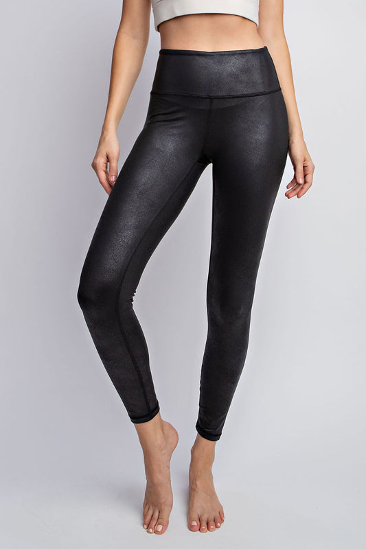 Metallic Black Full Length Leggings