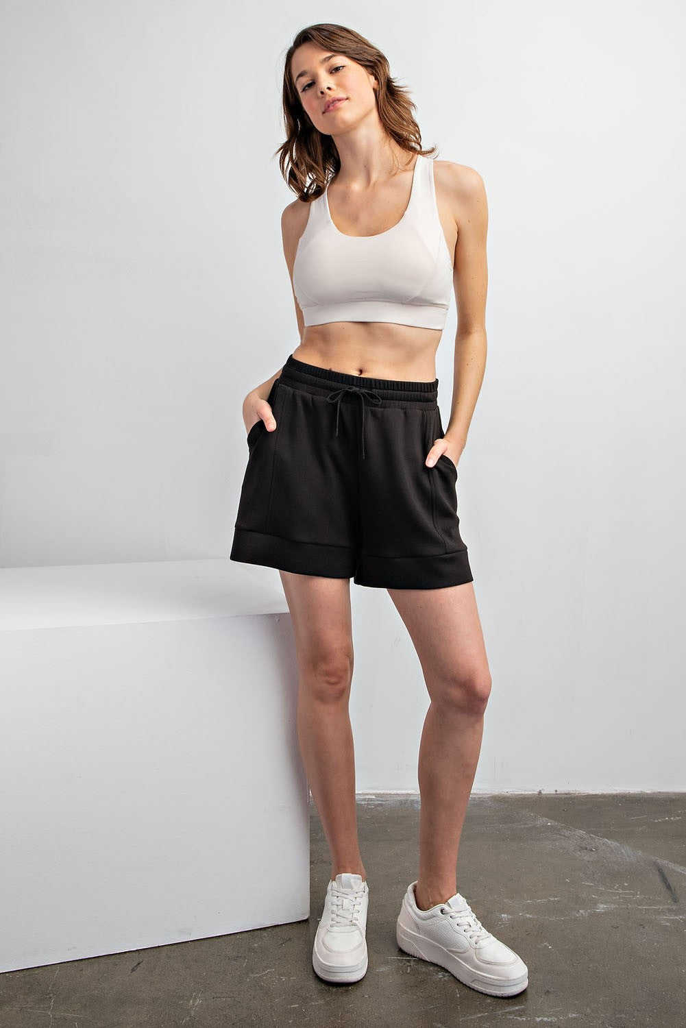 Oh So Cozy Scuba Casual Shorts In Black