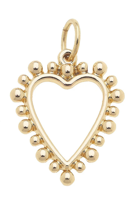 Studded Heart Charm in Shiny Gold