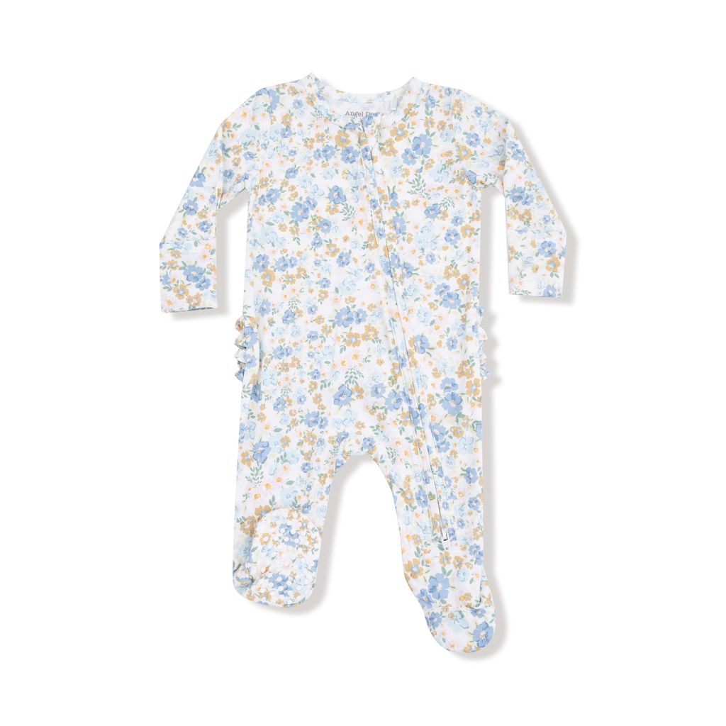 Angel Dear Sweet Rose Calico 2 Way Ruffle Zipper Footie