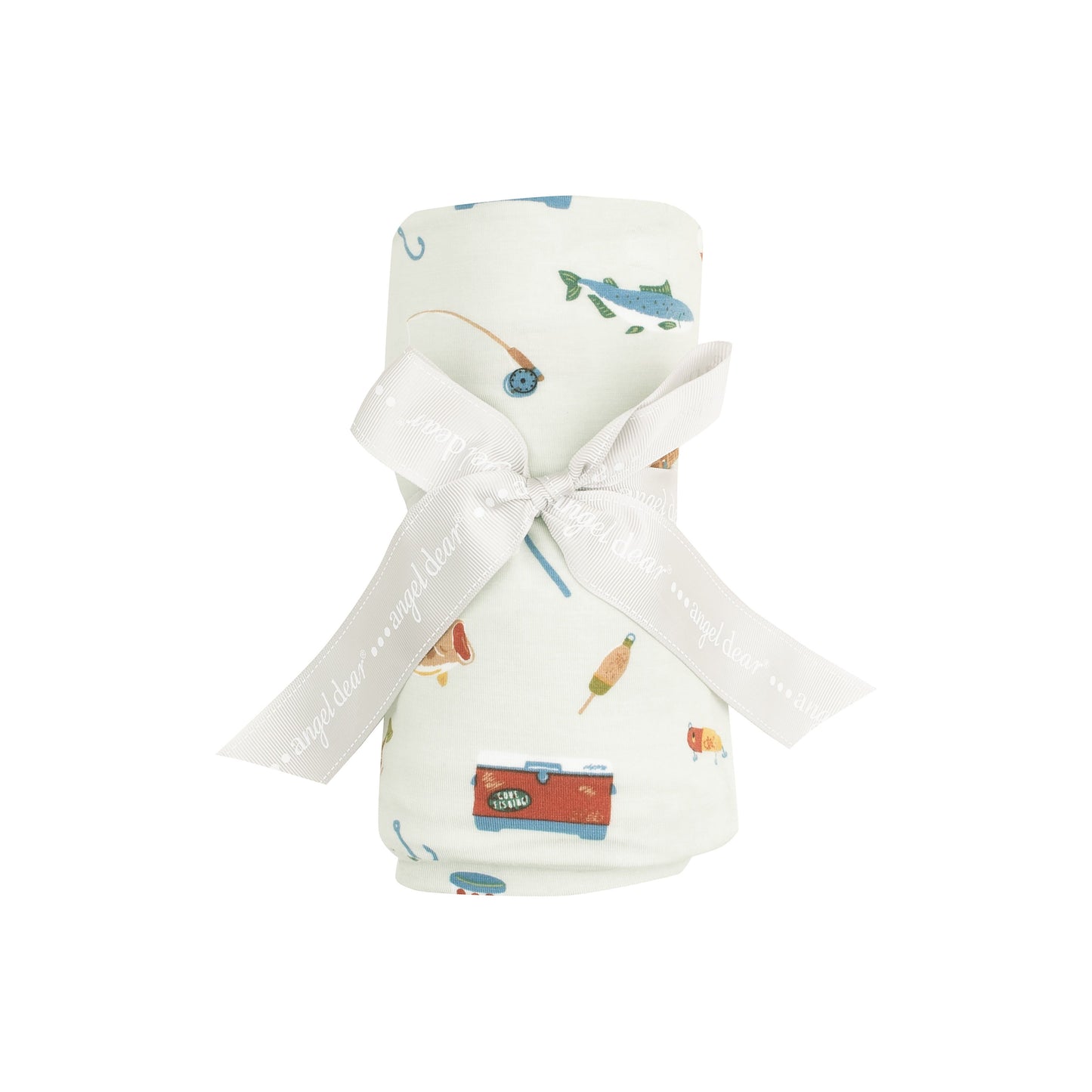 Angel Dear Fishing Things Green Swaddle Blanket