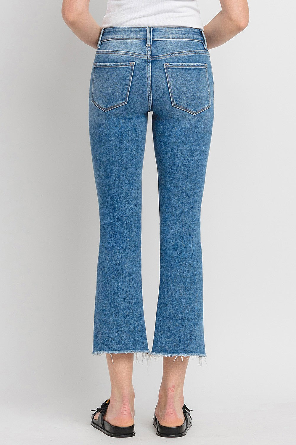 Alison Mid-Rise Cropped Destroyed Flare in Medium Wash