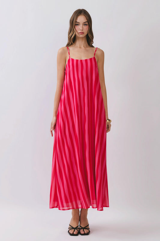 Tonal Red Stripe Maxi