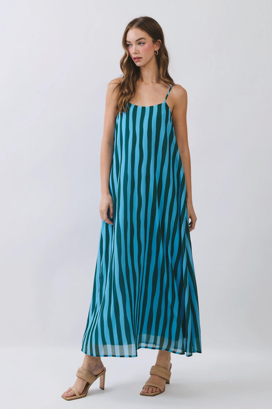 Tonal Blue Stripe Maxi
